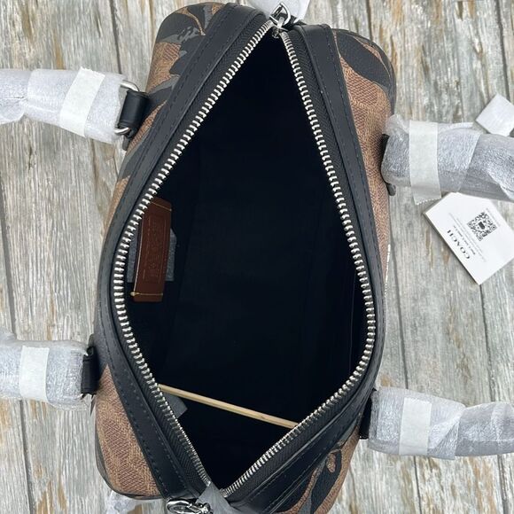 Coach Rowan Satchel Bag Crossbody In Signature Canvas With Bow Print Purse - Picture 8 of 15